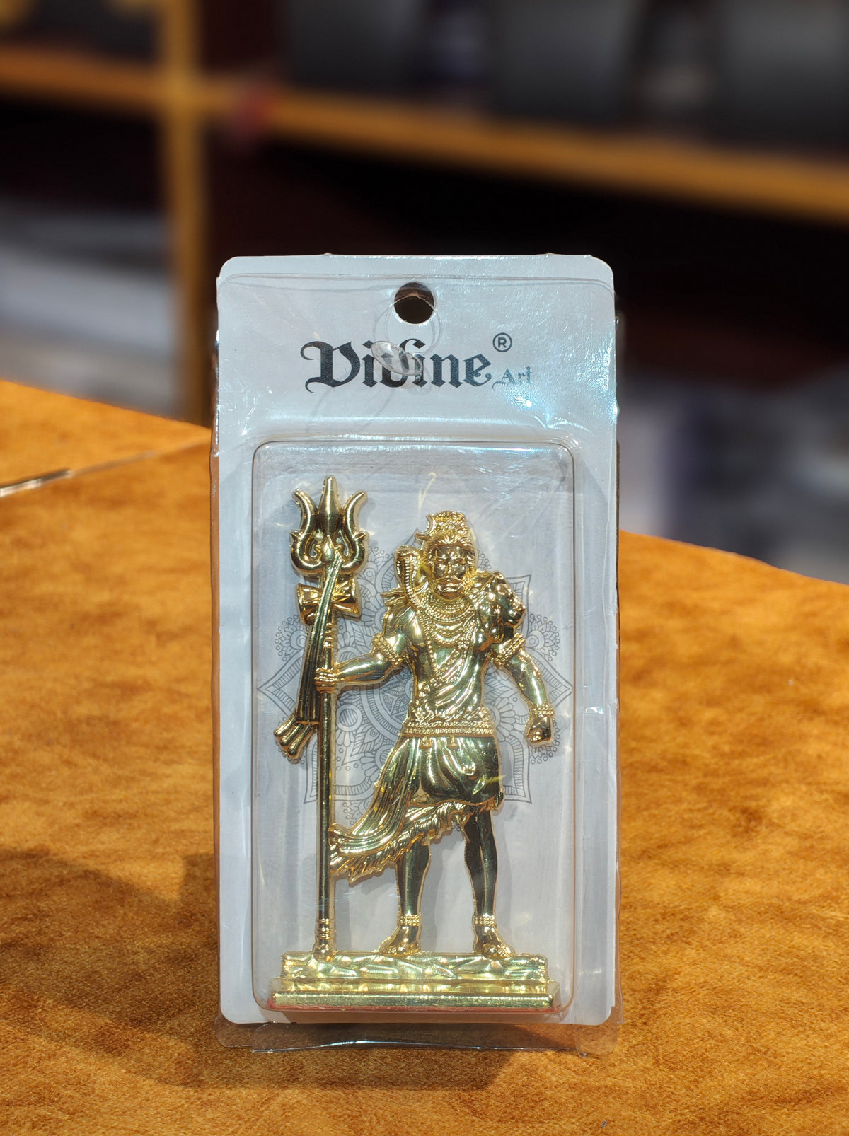 Golden Lord Shiva Statue Holding Trishul & Damru – Standing Mahadev Idol