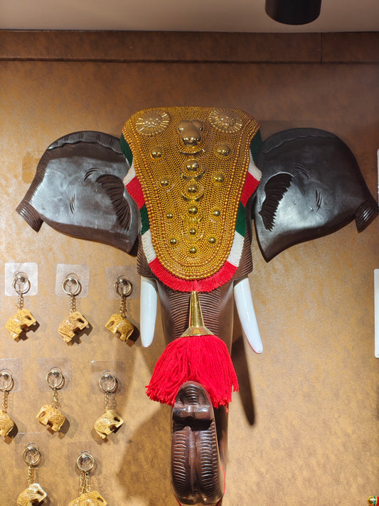 "The Royal Gajraj" Kerala Caparisoned Elephant Head Wall Hanging (Nettipattam Art)