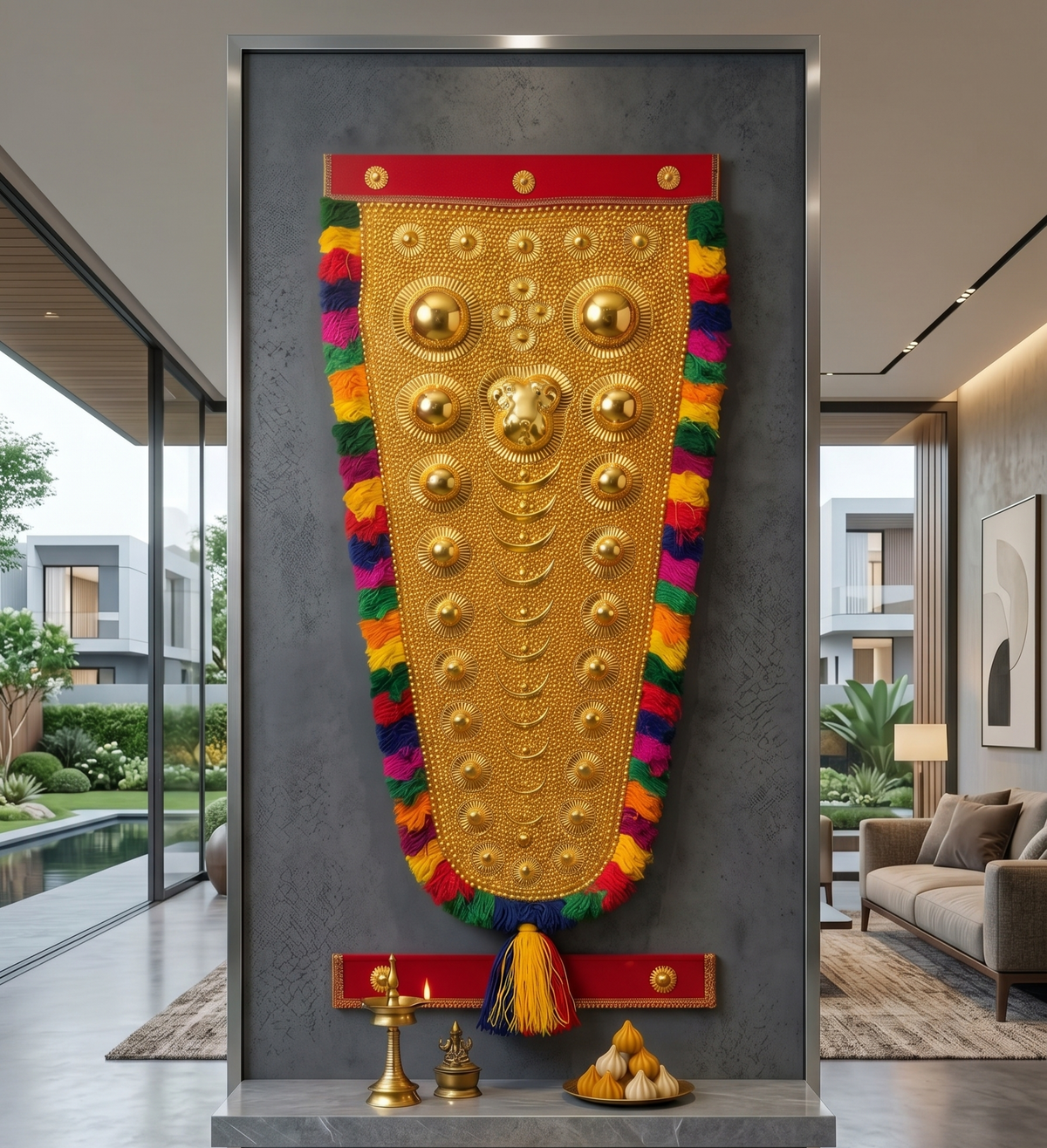 Handmade Kerala Nettipattam – Traditional Elephant Caparison | 8 Feet